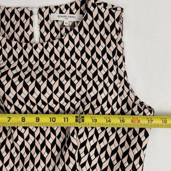 Gerard Darel Pink Black Argyle/Diamond Sun Dress Pleated Midi- 40 - Picture 7 of 13